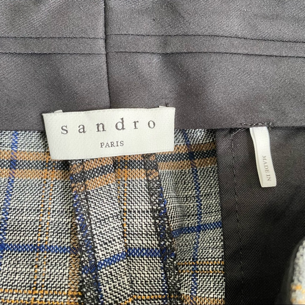 Sandro Paris Grey Plaid Printed Knit Shorts Size 8 - Picture 11 of 16